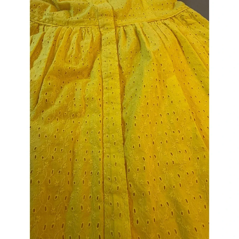 J. Crew Yellow Eyelet Sleeveless Button Front Fit & Flare Dress Size 6